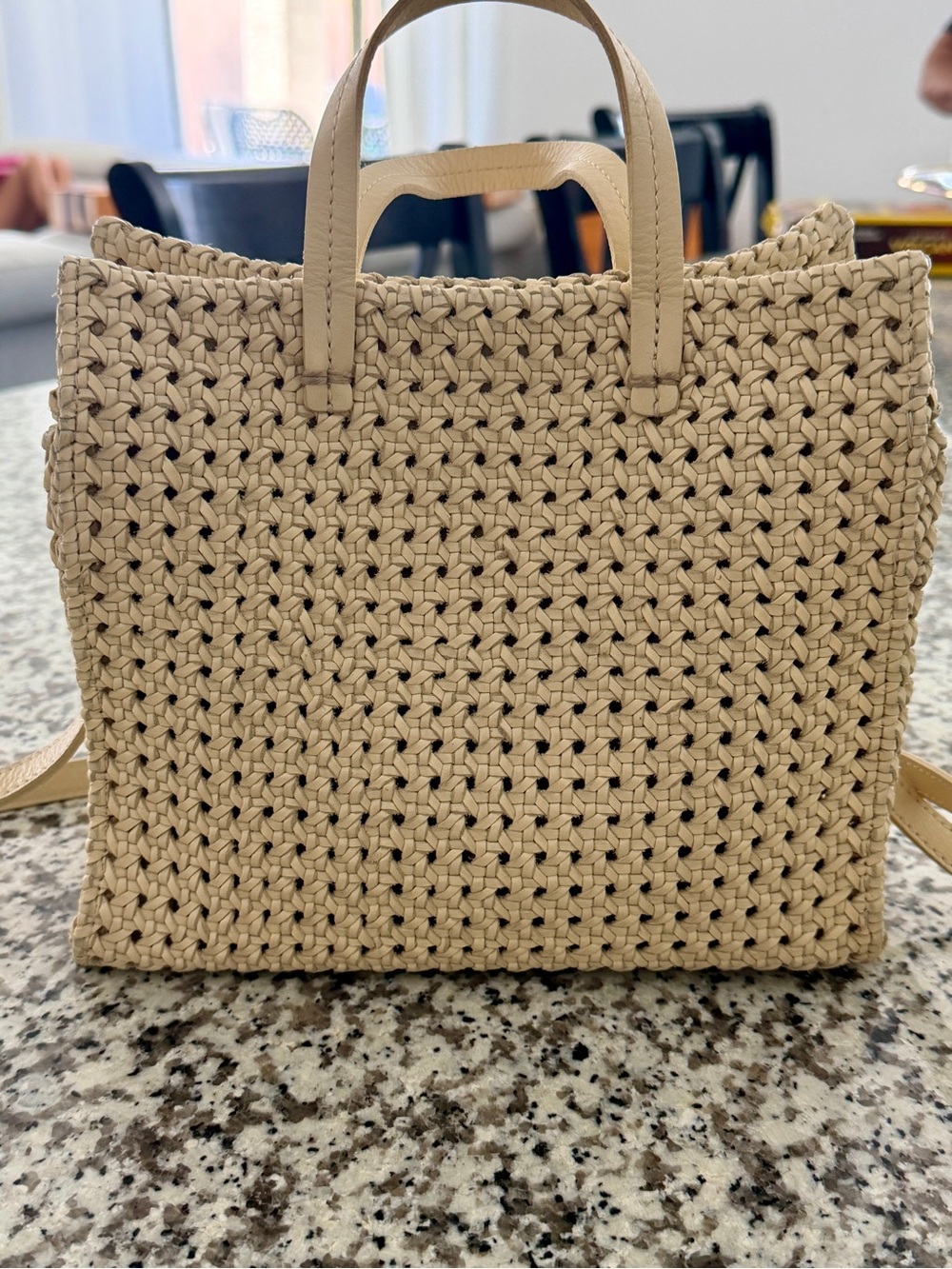Clare V Woven Crossbody Tote in Beige - Picture 2 of 8